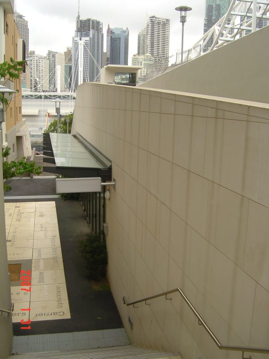 sandstone to south wall